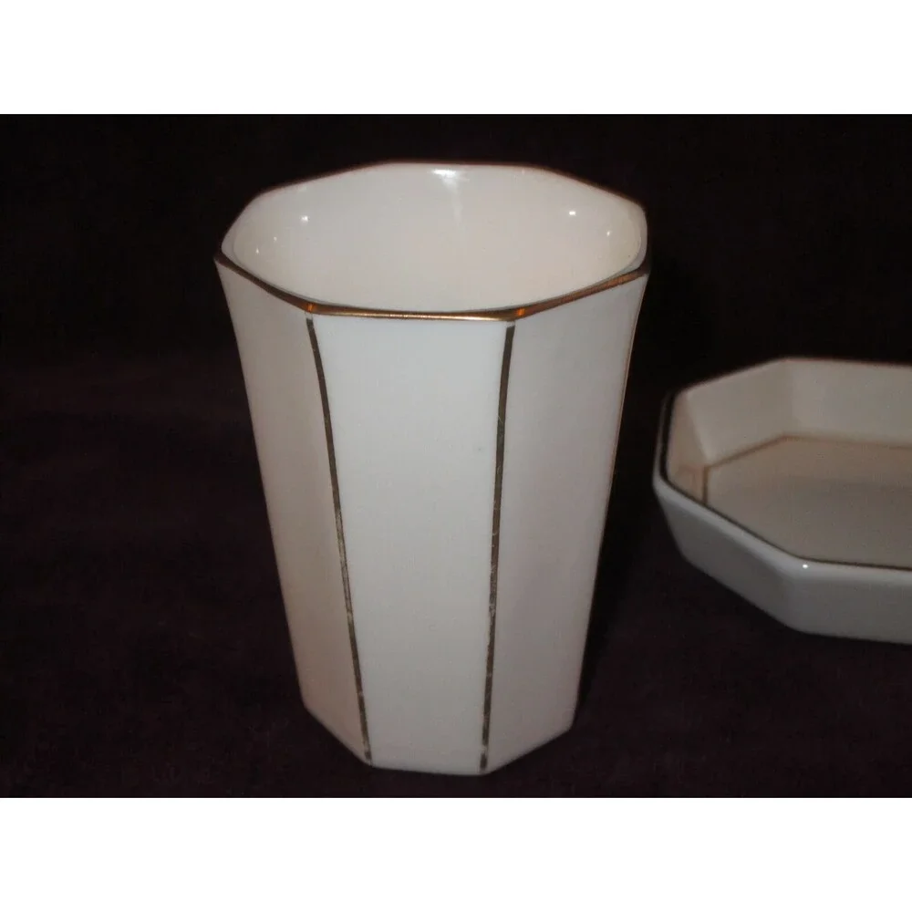 Shozan Ceramic Porcelain Soap Dish & Water Cup Made in Japan